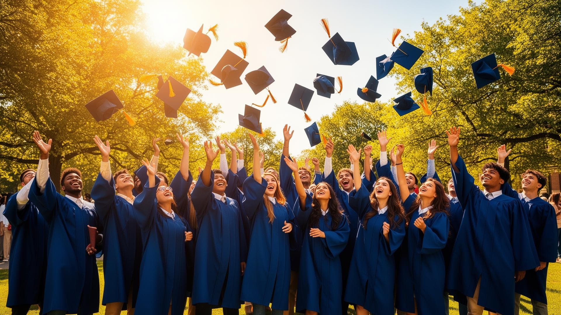 Diverse international graduates celebrating